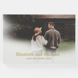 Libro De Visitas Compromiso Foto Oro Elegante Keepsake