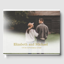 Libro De Visitas Compromiso Foto Oro Elegante Keepsake