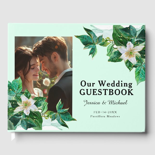 Libro De Visitas 💍 Con foto, Passiflora pastel Serenity (Anverso)