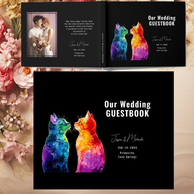 Libro De Visitas 🌈 Con foto Purfectamente Tuya: Un amor arcoiris (🌈With photo Purrfectly Yours: A Rainbow Love Guest Book)