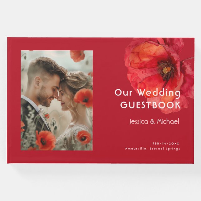 Libro De Visitas Con foto Scarlet Petal Elegance (Anverso)