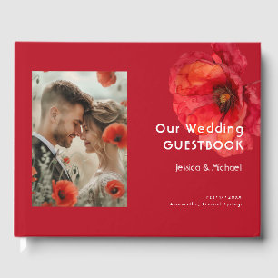 Libro De Visitas Con foto Scarlet Petal Elegance