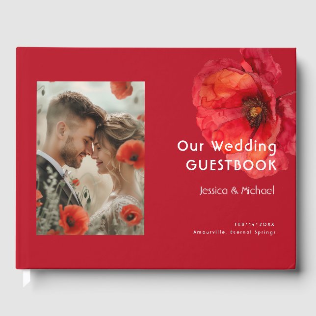 Libro De Visitas Con foto Scarlet Petal Elegance (Anverso)