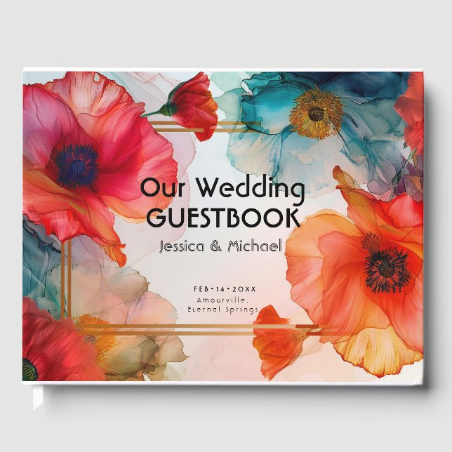 Libro De Visitas Con foto Scarlet Petal Elegance (Anverso)