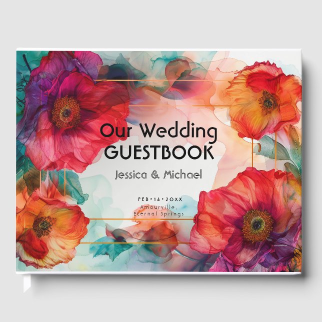 Libro De Visitas Con foto Scarlet Petal Elegance (Anverso)