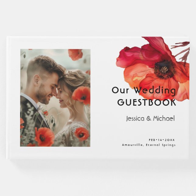 Libro De Visitas Con foto Scarlet Petal Elegance (Anverso)