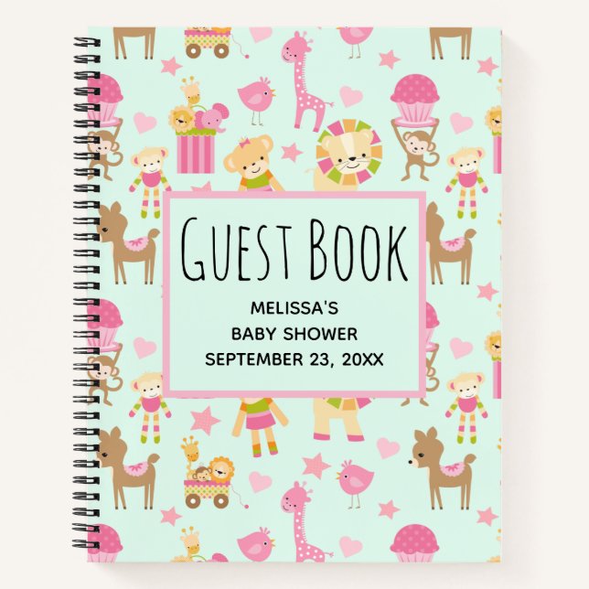 Libro de visitas con patrón adorable de animales y (Anverso)