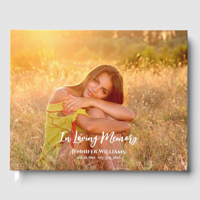 Libro De Visitas Condolencia fotografía personalizada caligrafía mo (Anverso)