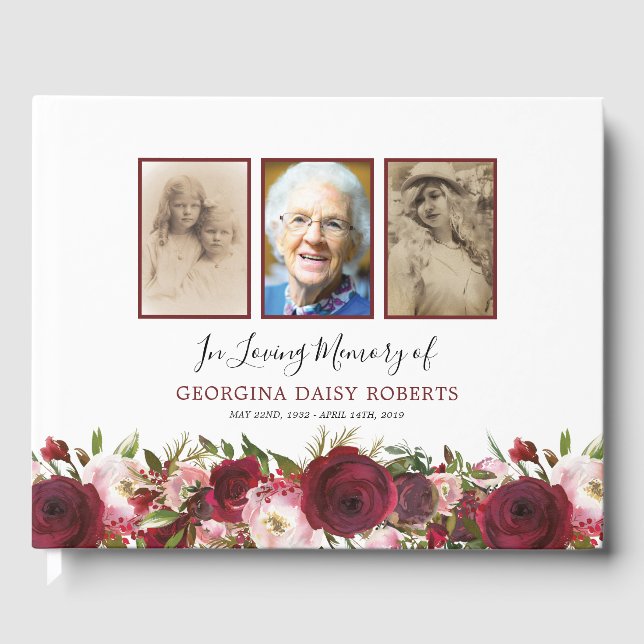 Libro De Visitas Condolencia funeral | Floral conmemorativa 3 (Anverso)