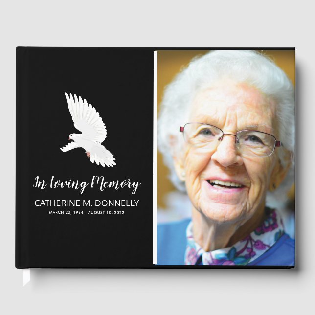 Libro De Visitas Condolencia funeraria negra | Recordatorio de la f (Anverso)