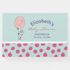 Libro De Visitas Conejito aguantando un Baby Shower con globo