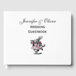 Libro De Visitas Conejo Blanco Trompetista Alice Adv Wonderland Ros