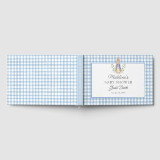 Libro De Visitas Conejo clásico de cuento azul a cuadros baby showe