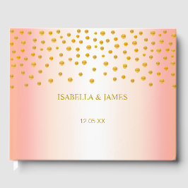 Libro De Visitas Confeti de oro elegante sobre rosa oro