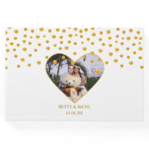 Confeti dorado personalizado sobre blanco