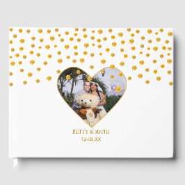 Libro De Visitas Confeti dorado personalizado sobre blanco
