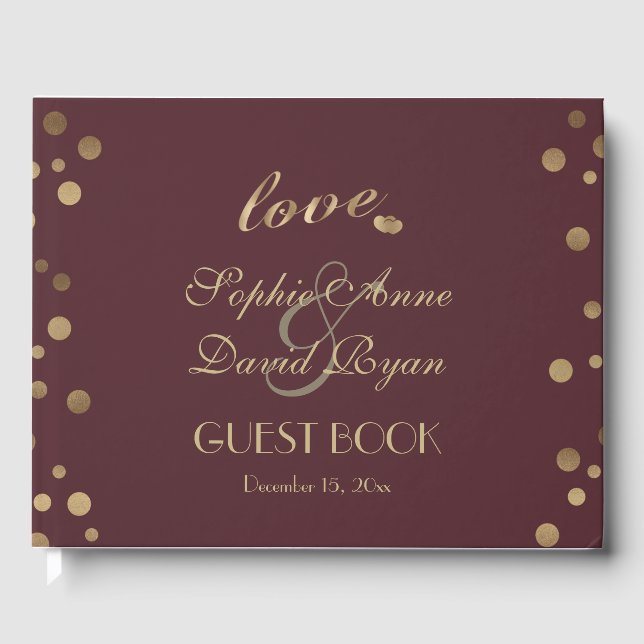 Libro De Visitas Confetti de oro Borgoña 50 cumpleaños de Surprize (Anverso)