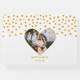 Libro De Visitas Confetti de oro personalizado en blanco