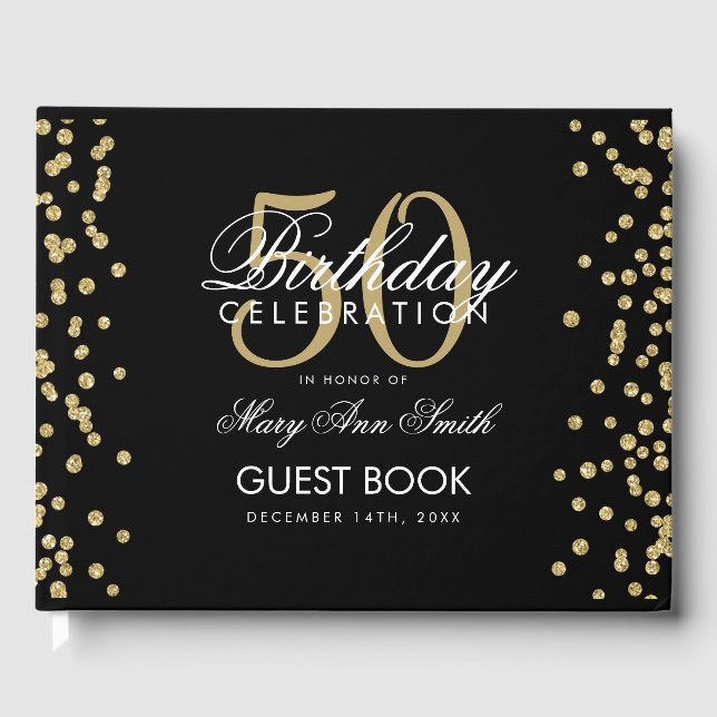 Libro De Visitas Confetti, Purpurina de la Fiesta de los 50 Años de (Anverso)
