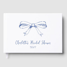 Libro De Visitas Coquette manuscrita Bow Blue Bridal Shower