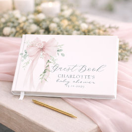 Libro De Visitas Coquette Neutral Bow Baby Shower