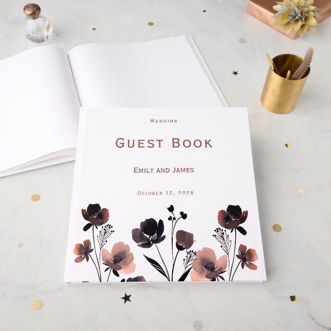 Libro De Visitas Coral Floral Wedding (Anverso Abierto)