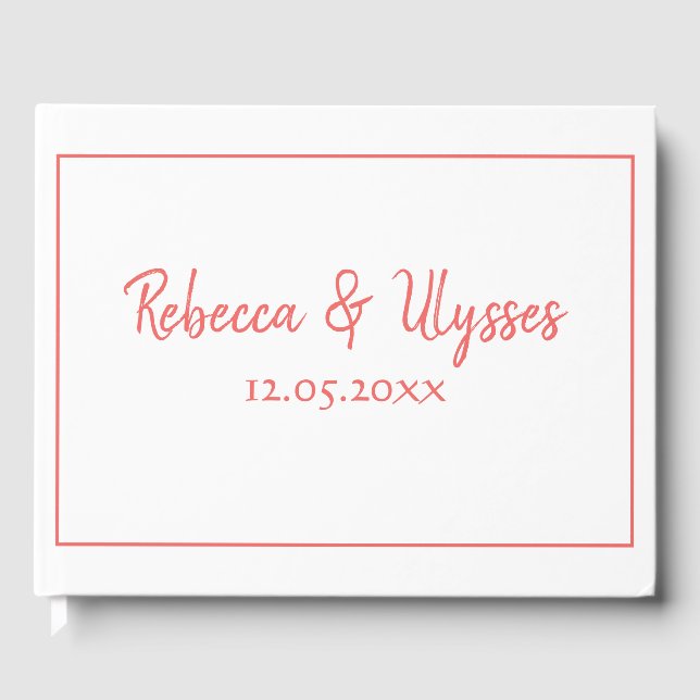 Libro De Visitas Coral y blanco hermosos (Anverso)