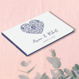 Libro De Visitas Corazón azul romántico de Talavera