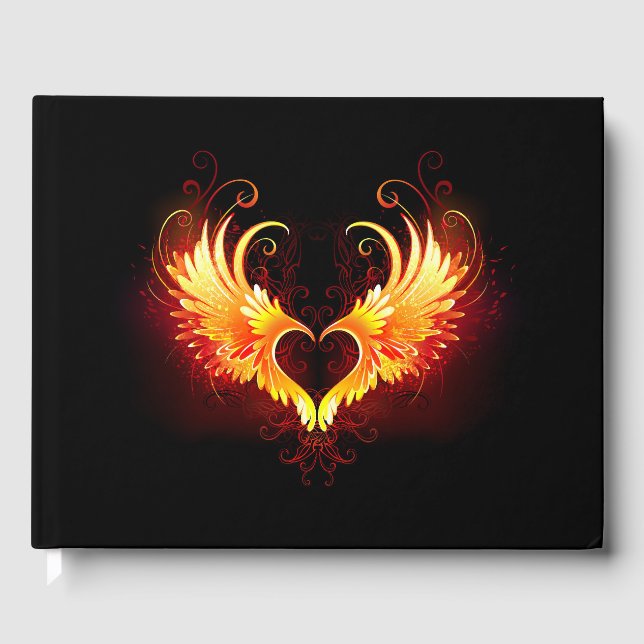 Libro De Visitas Corazón de Fuego Ángel con Alas (Anverso)