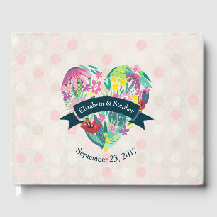 Libro De Visitas Corazón floral dulce con Personalizado de flores t