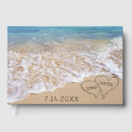 Libro De Visitas Corazones de Playa de Boda con Nombres