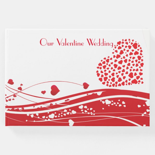 Libro De Visitas Corazones rojos de San Valentín Boda (Anverso)