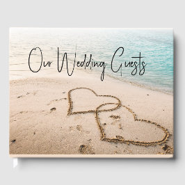 Libro De Visitas Corazones románticos en la boda de la playa de are