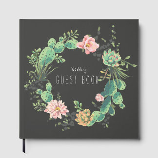 Libro De Visitas Corona de cactus suculento rústico boho boda jardí