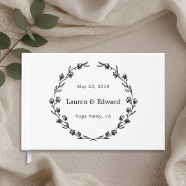 Libro De Visitas Corona de flores rústicas para boda