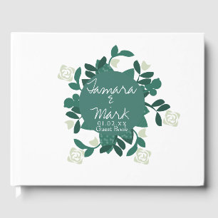 Libro De Visitas Corona de ramo de rosa floral logo de boda botánic
