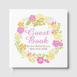 Libro De Visitas Corona floral rosa y amarilla para baby shower nup