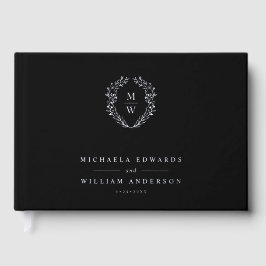 Libro De Visitas CORONAS DE BODAS Botánico Simple y Elegante de HOJ