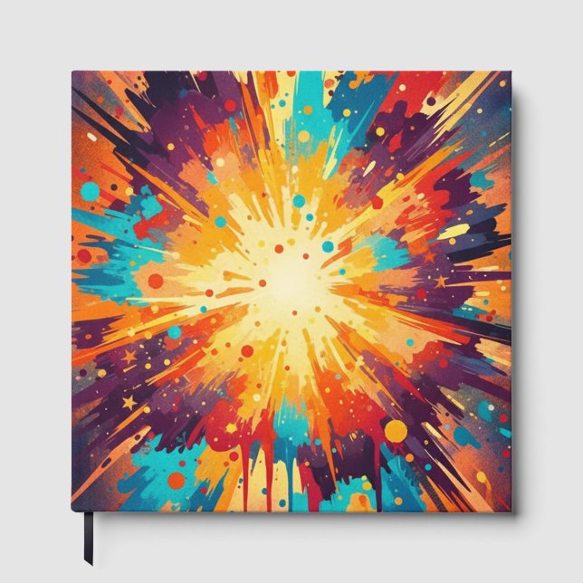 Libro De Visitas Cosmic Burst Abstract Splatter Art (Anverso)