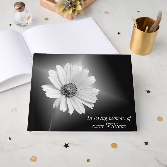 Libro De Visitas Cosmos blanco brillante sobre negro (Anverso Abierto)
