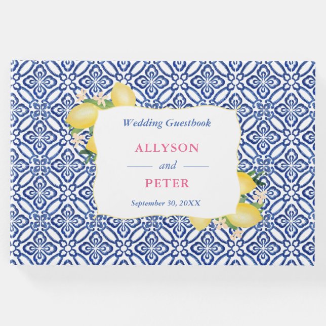 Libro De Visitas Costa Amalfitana Lemons Blue Tiles Wedding Ducha (Anverso)