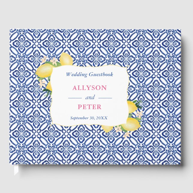Libro De Visitas Costa Amalfitana Lemons Blue Tiles Wedding Ducha (Anverso)