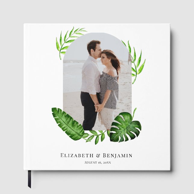 Libro De Visitas Costumbre de Boda Foto Vegetación Botánica Tropica (Anverso)