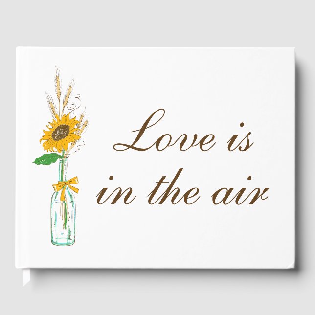 Libro De Visitas Country Sunflowers Boho Yellow Floral Boda (Anverso)