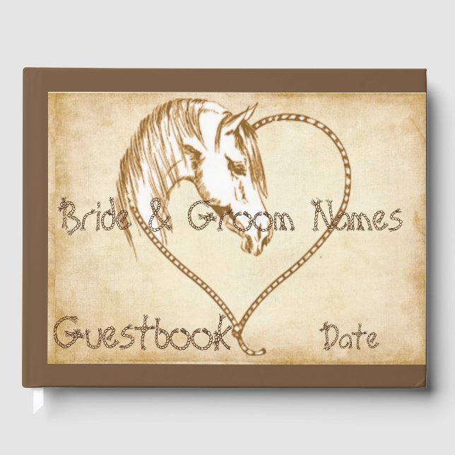 Libro De Visitas Country Western Horse Boda o Shower Guestbook (Anverso)
