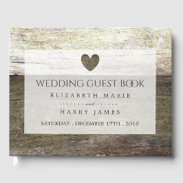 Libro De Visitas Country Wood Heart Boda