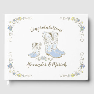 Libro De Visitas Cowboy Baby Shower Country Western Blue Boy