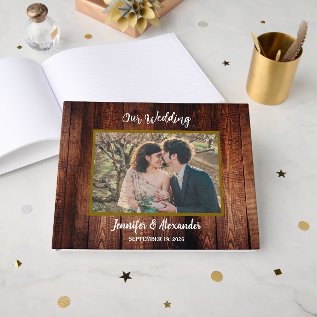 Libro De Visitas Create your own rustic photo country wedding  (Anverso Abierto)