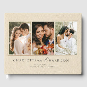 Libro De Visitas Crema de fotos Boda personalizada Faux Linen