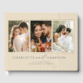 Libro De Visitas Crema de fotos Boda personalizada Faux Linen